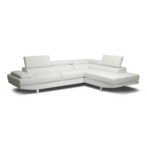 Baxton Studio Selma White Leather Modern Sectional Sofa 89-4537-4538